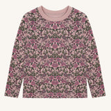 Hust and Claire Long-Sleeved T-Shirt HCAbba Floral Wool Bamboo Blend - Adobe Rose Off White