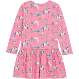 Danamade DEMILIA Girls Long-Sleeve Unicorn, Rainbow, and Floral Print Dress - Tender Pink
