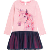 Danamade DAMIRA Girls Long-Sleeves Unicorn Sequin Accented Tulle Dress - Rose