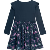 Danamade DMALEA Girls Long-Sleeves Butterfly Print Dress - Navy Blue