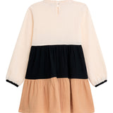 Danamade DTIN Mädchen Langarmkleid aus Baumwolle im Colour-Blocking-Stil – Beige