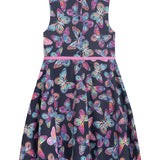 Danamade DOCEANA Sleeveless Dress with Colourful Butterfly Prints Accents - Navy