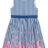 Danamade DTABEA Sleeveless Pinstripe Dress with Floral Accents - Royal Blue