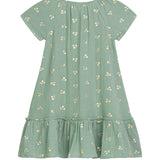 Danamade DIDABELLA Girls Short-Sleeves Peasant Dress with Golden Cherry Print β Mint