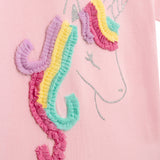 Danamade DTAMINKA Girls Short-Sleeve T-Shirt with Sparkling Sequined Unicorn β Rose