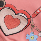 MINYMO Long-Sleeved Sweatshirt Cotton Blend - Pink Strawberry Ice