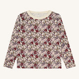 Hust and Claire Long-Sleeved T-Shirt HCAbba Floral Wool Bamboo Blend - Adobe Rose Off White