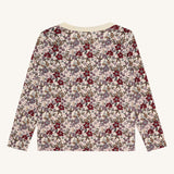 Hust and Claire Long-Sleeved T-Shirt HCAbba Floral Wool Bamboo Blend - Adobe Rose Off White