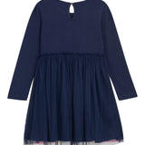 Danamade DFRIEDA Girls Long-Sleeves Rainbow Drip Dress - Navy Blue