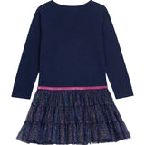 Danamade DLOTTA Girls Long-Sleeves Sparkling Unicorn Tulle Dress - Navy Blue