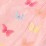 Danamade DPALMIRA Girls Ruffled Short Sleeves Dress with Rainbow and Butterflies - Rose