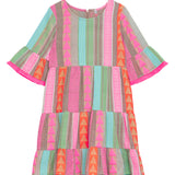 Danamade DVADA Half Sleeves Geometric Print Dress - Multicolor