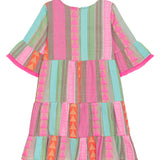 Danamade DVADA Half Sleeves Geometric Print Dress - Multicolor